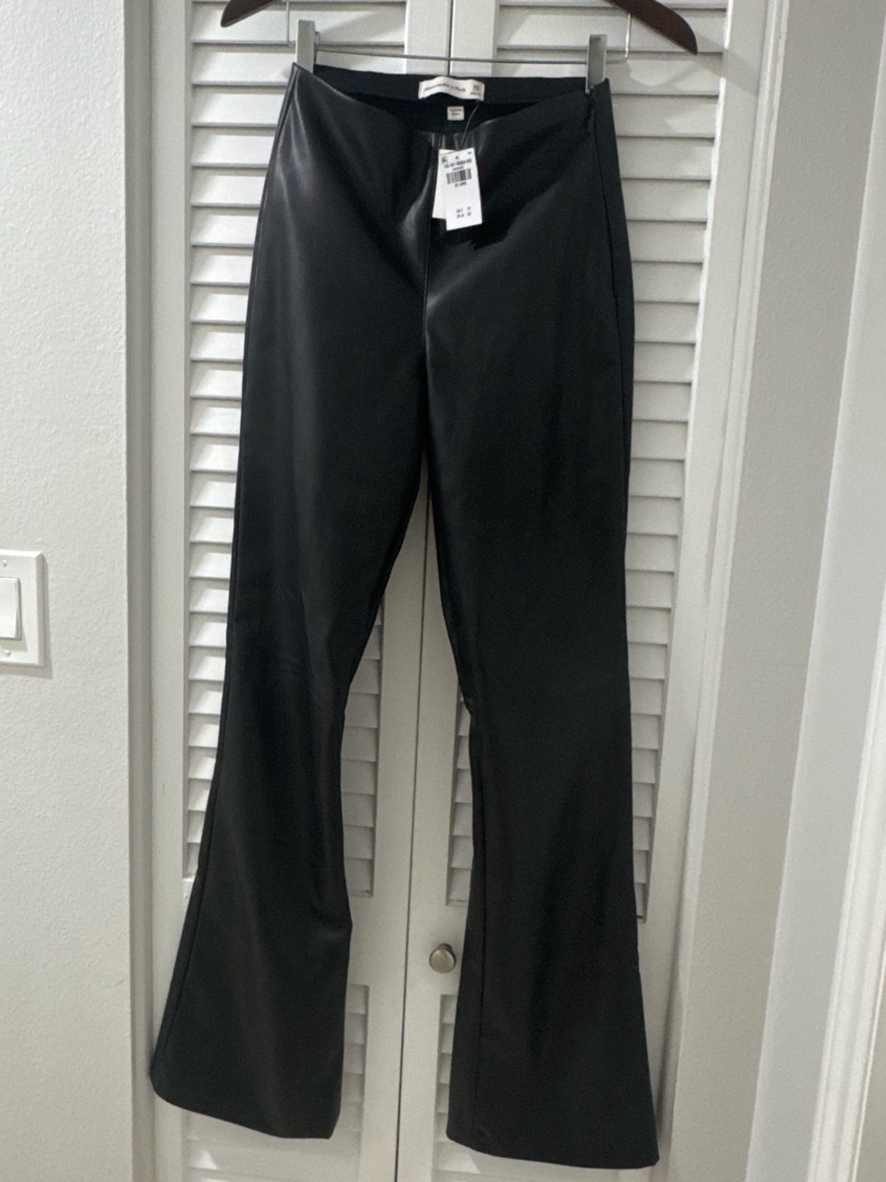 Abercrombie & Fitch Black Faux Leather Flare Pants